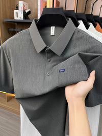 Men's Ice Silk Polo Shirt for Seniors, Breathable Short Sleeve Top