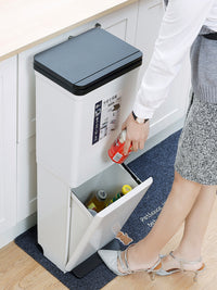 Smart Sensor Dual-Layer Kitchen Trash Can with Wheels, Large Capacity, Dry/Wet Separation, No Bending