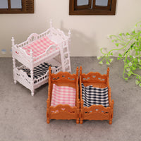 Dollhouse Bunk Bed Furniture Set for Girls, Pretend Play Bedroom Scene Toy