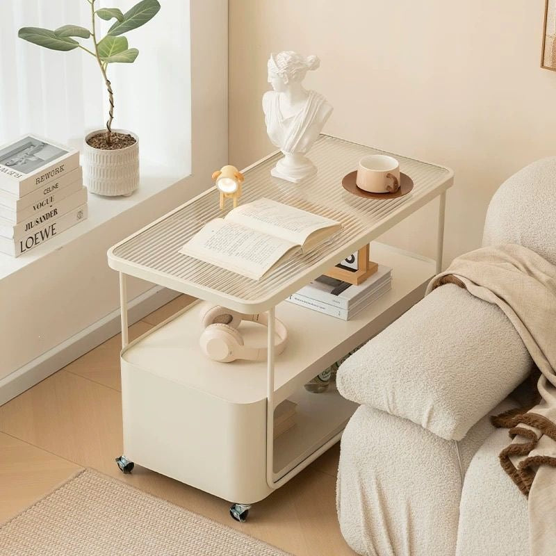 Luxury Minimalist Cream Style Living Room Side Cabinet Creative Designer Bedside Table Modern Square Movable Sofa Side Table