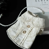 Pet Cat Dog French Shirt Summer Thin Small Dog Lapel Printed Clothes Cat Embroidery Dress
