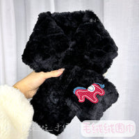 Cute Pony Plush Scarf for Winter, Japanese Style Warm Cross Scarf