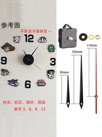 DIY Cartoon Perler Bead Silent Wall Clock Kit with 3D Numbers for Kids' Room Decor