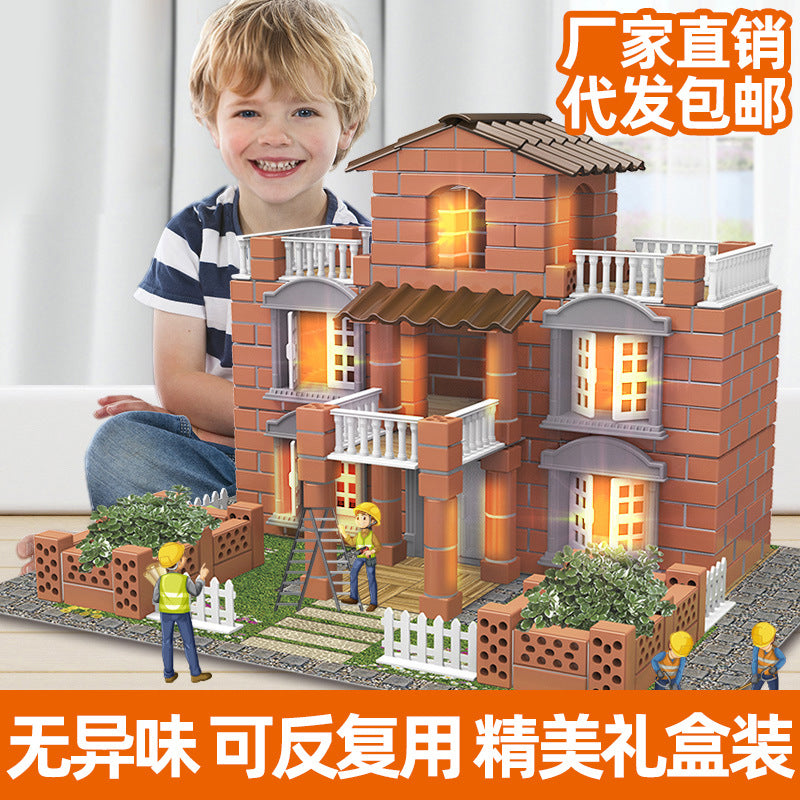 DIY Miniature Tiling House Model Kit for Kids - Educational Building Toy with Tools and Cement