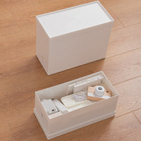 Japanese Style A4 Document Storage Box Multi-functional Plastic Organizer for Home Office Kitchen Cabinet