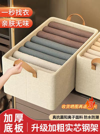 Foldable Fabric Storage Box with Steel Frame for Wardrobe Clothes and Pants Organization