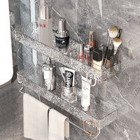 Wall-Mounted Bathroom Shelf with Towel Bar and Storage Organizer, No-Drill Installation