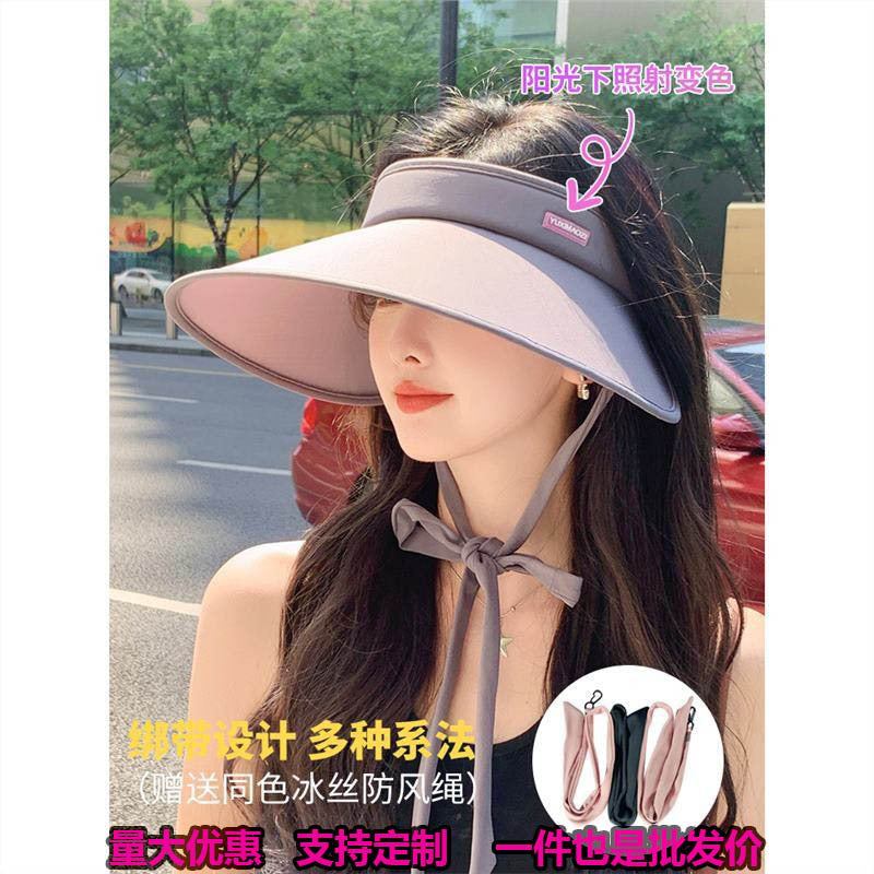 UV Protection Sun Visor Hat for Women, Large Brim Outdoor Cycling Sports Empty Top Sunscreen Cap