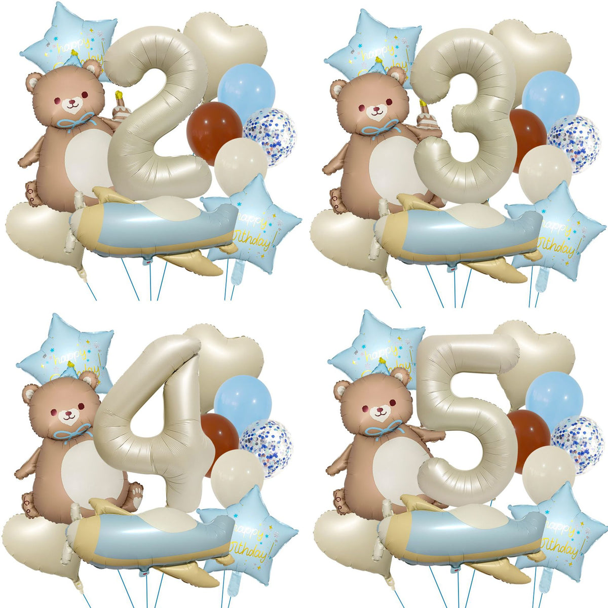 Matte Cake Bear Balloon Set for Birthday Party Decorations and Photo Props