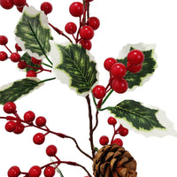 Artificial Eucalyptus Garland with Red Berries and Pinecones for Christmas Decor