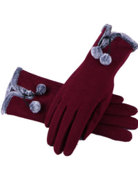 Women's Warm Touchscreen Gloves with Plush Lining for Winter Cycling and Outdoor Activities