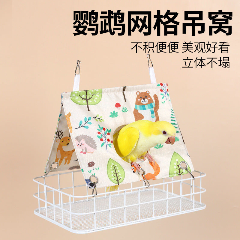 Breathable Parrot Bird Bed Hammock Platform for Peony Cockatiel Sun Conure, All Seasons Sleeping Nest Rest Stand