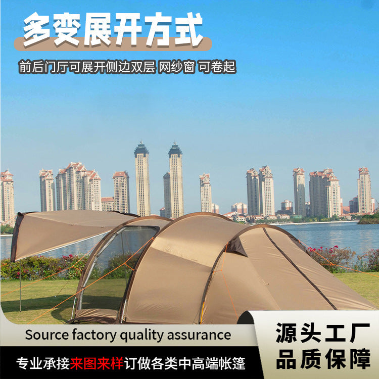 Large Tunnel Tent for Outdoor Camping, 5-10 Person Family Tent with Spacious Living Area