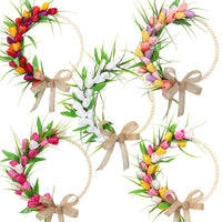 2026 New Spring Easter Wreath with Wooden Beads and Artificial Tulips for Door Decoration