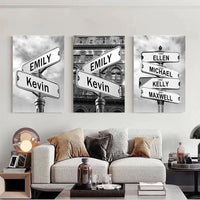Modern Road Sign Canvas Print Wall Art for Living Room Bedroom Decor