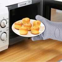 Silicone Heat Resistant Oven Mitts with Cotton Lining for Kitchen Baking and Grilling