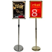 Adjustable A4/A2 Stainless Steel Floor Standing Sign Holder with Weighted Base for Hotels, Warehouses, and Lobbies