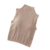 Women's Thermal Ribbed Half-High Collar Vest with Built-in Bra and Fleece Lining