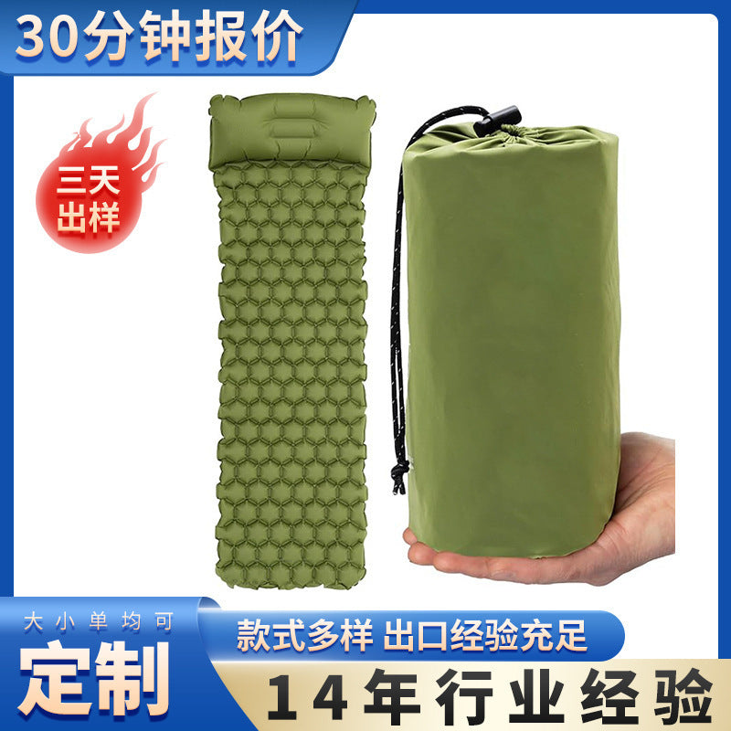 Ultralight Inflatable Camping Sleeping Pad with Pillow, Single Person Foldable Air Mattress for Outdoor Backpacking
