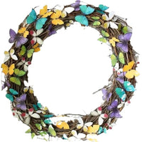 Artificial Butterfly Wreath for Easter Spring Decor, Door and Wall Hanging