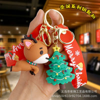 Cartoon Drip Glue Santa Claus Keychain Pendant Christmas Bag Ornament Gift