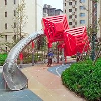 Outdoor Playground Cube Slide Climbing Wall Kids Turntable Seesaw Stainless Steel Translucent Slide