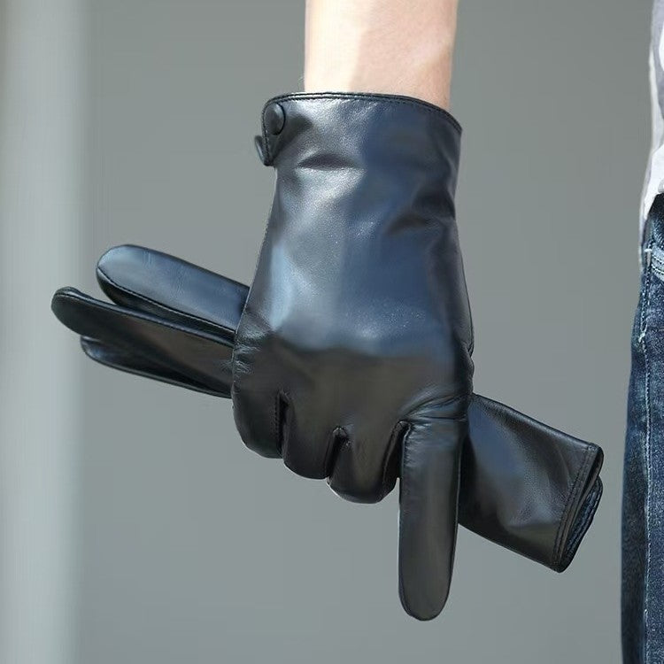 Men's Lambskin Touchscreen Gloves, Thin Fleece Lined, Warm for Winter Driving & Cycling