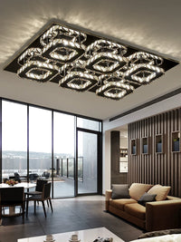 Modern LED Crystal Ceiling Light for Living Room, Rectangular Flush Mount Fixture