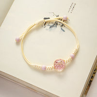Ceramic Peach Blossom Narcissus Dried Flower Glass Ball Bracelet for Women
