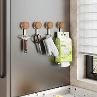 Solid Wood Adhesive Hooks for Bathroom Tissue Dispenser, Strong Bearing Capacity, Walnut Finish