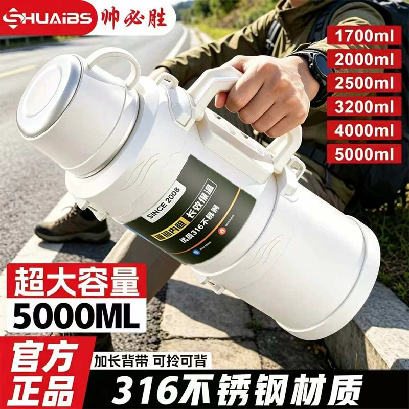Large Capacity Insulated Water Bottle for Outdoor Sports & Camping - Portable Ice Bucket Design