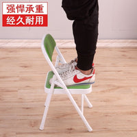 Kids' Portable Cartoon Folding Chair with Backrest, Small Metal Stool for Home Use