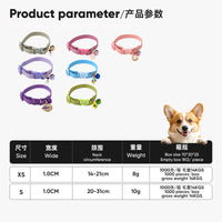 Pet Collar with Bell Pendant for Small to Medium Dogs and Cats, Adjustable Leash