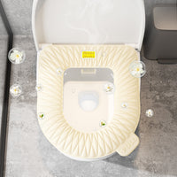 Grey Toilet Seat Cover Cushion, Self-Adhesive, Washable, for Bathroom
