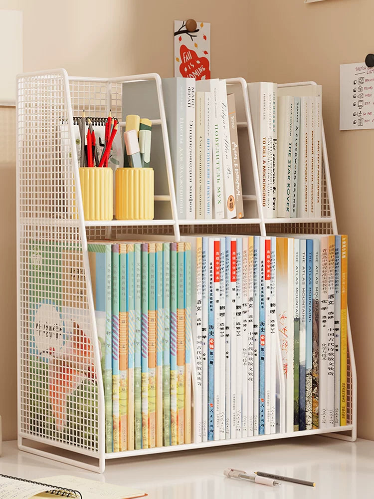 Multi-layer Desktop Book Organizer and File Rack for Students and Office
