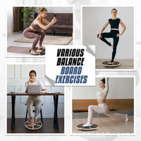 Wooden Balance Board for Kids & Adults - Non-Slip Round Fitness Trainer & Yoga Stepper