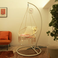 Indoor Hanging Swing Chair with Stand, Rattan Wicker Egg Chair for Bedroom Balcony