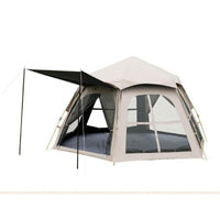Automatic Pop-Up Hexagonal Camping Tent with Integrated Tarp and Blackout Coating for Outdoor Activities