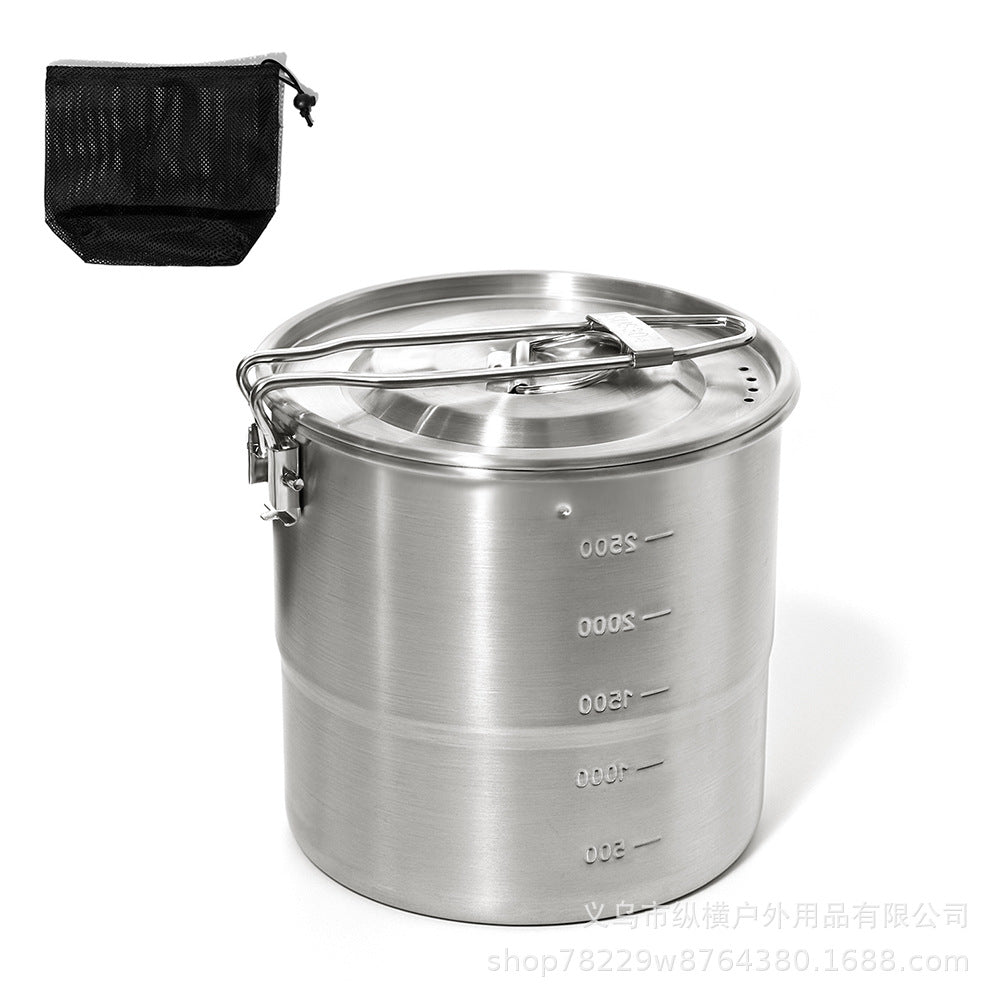 304 Stainless Steel Camping Cookware Set with Portable Storage Bag for Outdoor Cooking BBQ