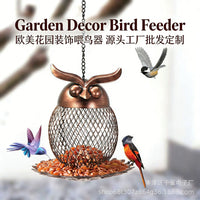Metal Owl Hanging Bird Feeder for Garden and Patio