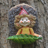 Fairy Baby Girl Leaf Hanging Bird Feeder for Outdoor Garden & Patio Decor