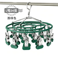 Stainless Steel Laundry Drying Rack with Clips for Socks Underwear