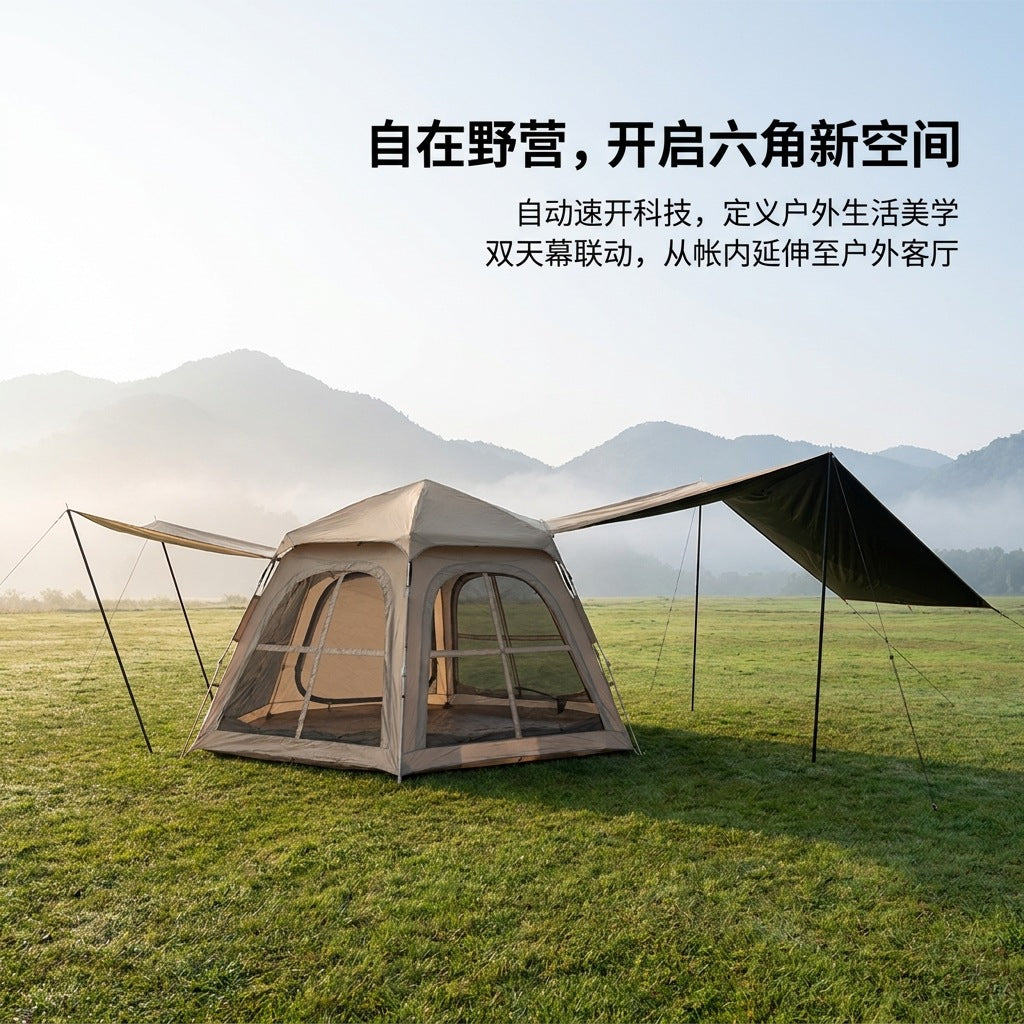 Automatic Pop-Up Camping Tent for Outdoor Activities and Park Use, Quick Setup Canopy for Multiple People