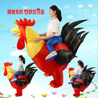 Inflatable Rooster Mascot Costume for Halloween Parties and Performances, Adult and Kids Ride-On Animal Outfit