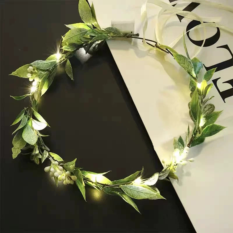 LED Light-Up Floral Headband for Stage Performance, Travel, and Festivals