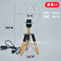 Hand-Woven DIY Wooden Bedside Lamp Kit with Adjustable Dimmer and Metal Frame