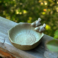 European Style Ceramic Bird Feeder & Bath for Outdoor Garden, Vintage Finish