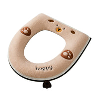 JS Thickened Warm Toilet Seat Cover, Zippered Toilet Cushion, Toilet Seat Pad for Bathroom Use