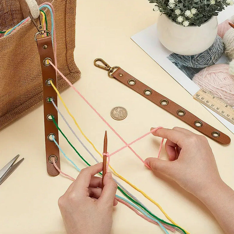 Leather Hand-Woven Cord Organizer for Knitting and Sewing