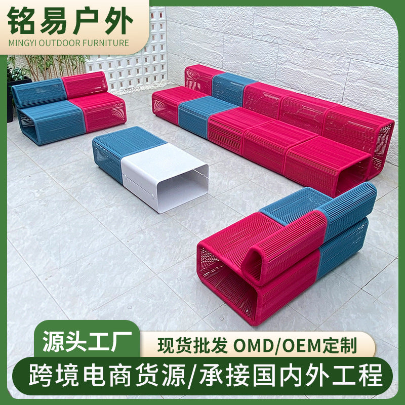 Outdoor Wicker Modular Sofa Set for Patio, Poolside, and Garden